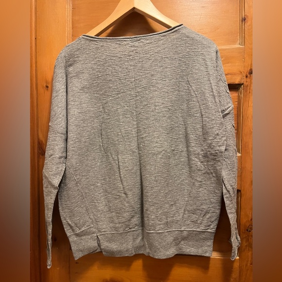 Vince Grey Cotton Sweater Top Boxy Relaxed Fit Drop Shoulder Dolman Sleeve Shirt - Picture 4 of 5